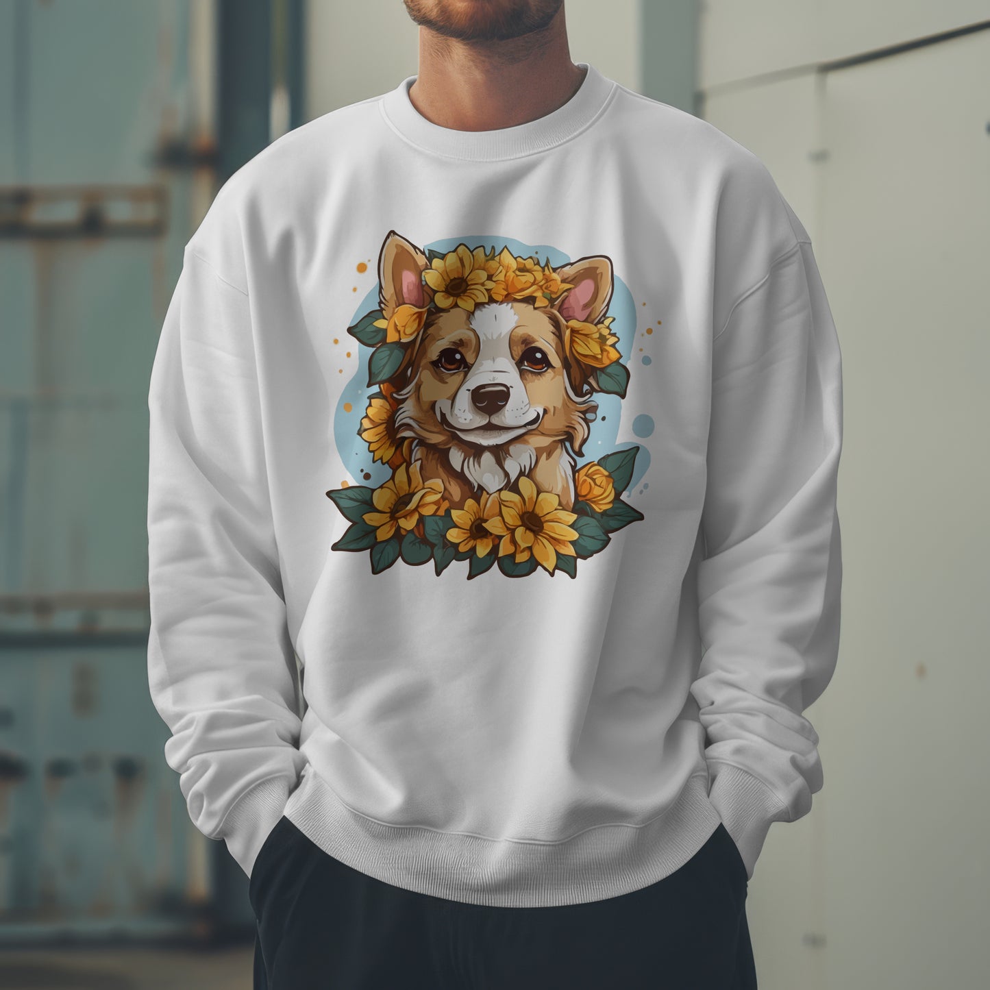 Floral Dog Sunflower Sweatshirt, Perfect for Pet Lovers and Furparents