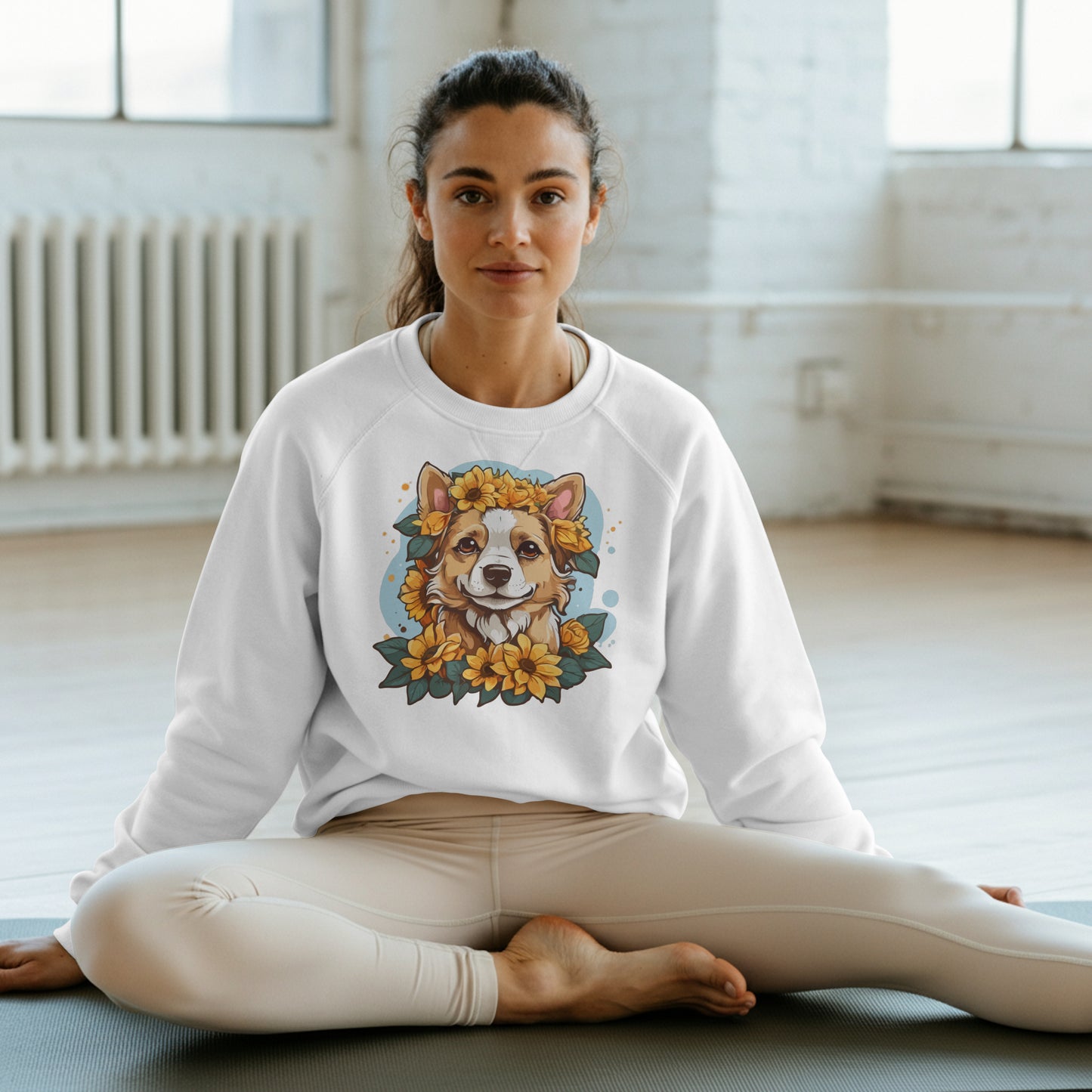 Floral Dog Sunflower Sweatshirt, Perfect for Pet Lovers and Furparents