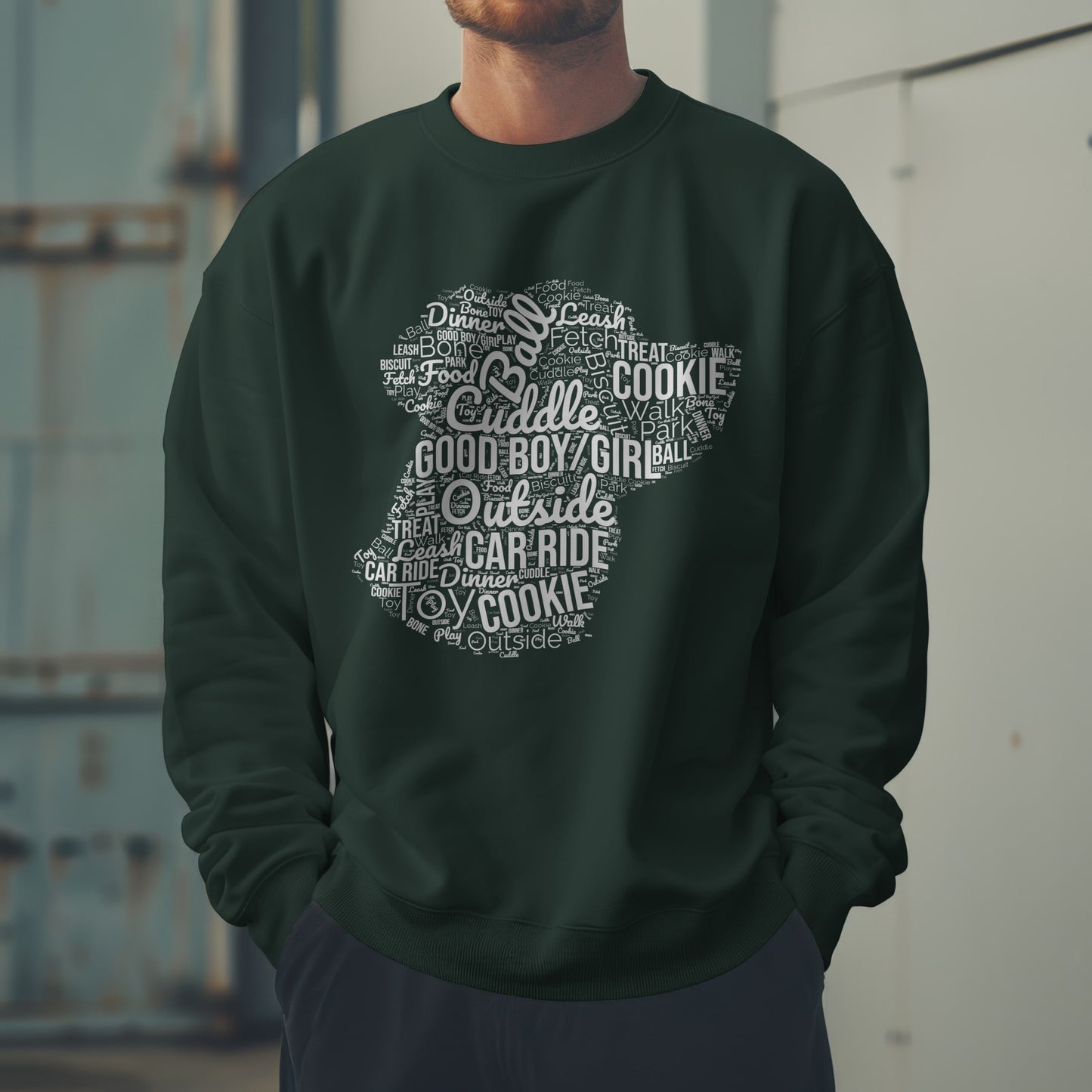 Dog Word Cloud Sweatshirt – Funny Pullover for Dog Lovers, Cozy Unisex Crewneck, Perfect Gift for Pet Owners