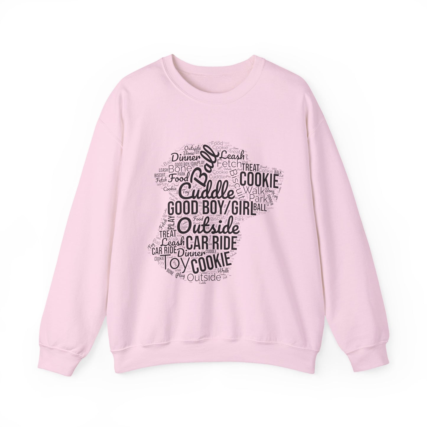 Dog Word Cloud Sweatshirt – Funny Pullover for Dog Lovers, Cozy Unisex Crewneck, Perfect Gift for Pet Owners
