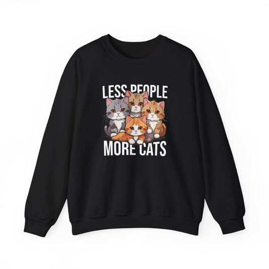 Less People More Cats Sweatshirt – Funny Cat Lover Gift for Introverts, Pet Parents & Anti-Social Cat Moms