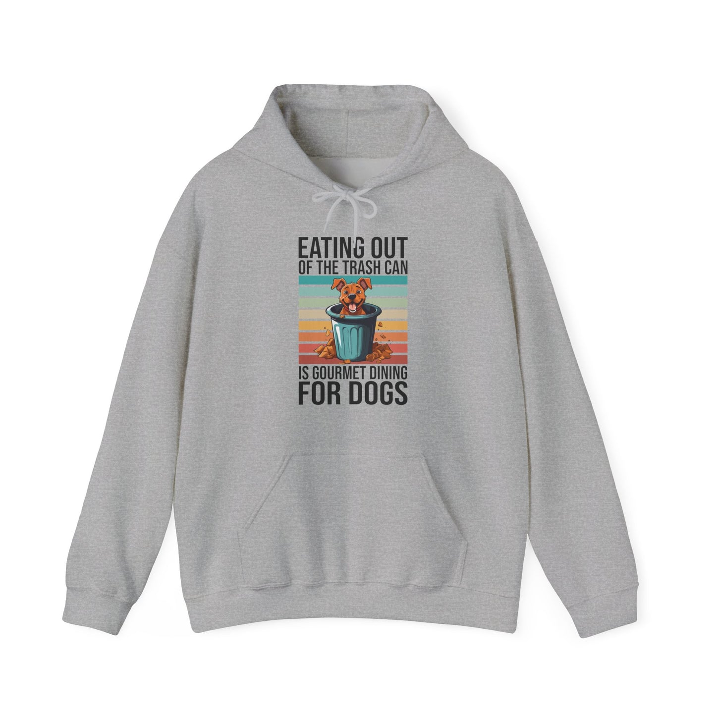 Trash Can Gourmet Dog Hoodie – Funny Dog Graphic Tee for Pet Lovers, Cozy Furparent Unisex Pullover Gift