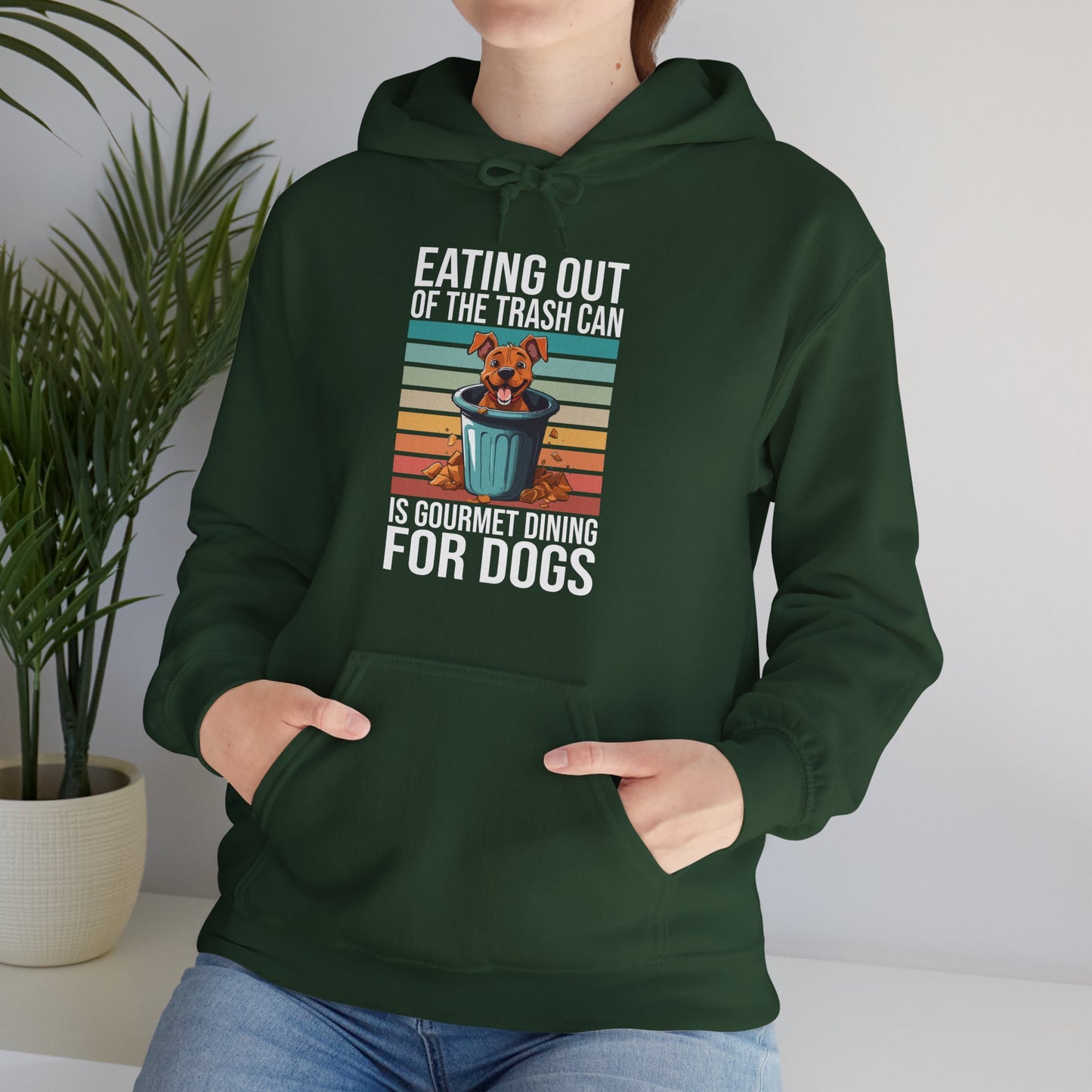 Trash Can Gourmet Dog Hoodie – Funny Dog Graphic Tee for Pet Lovers, Cozy Furparent Unisex Pullover Gift