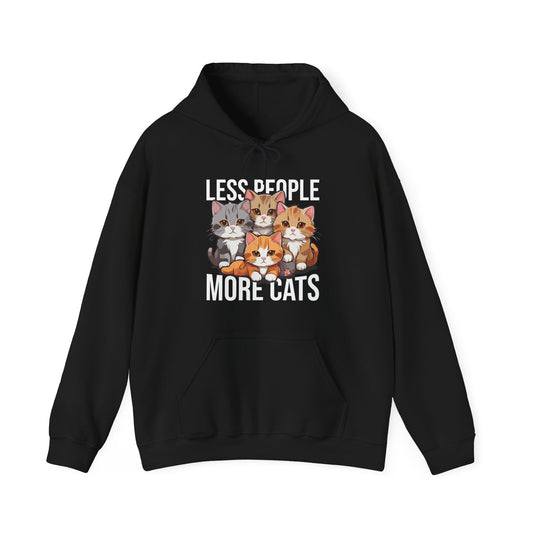 Less People More Cats Hoodie – Funny Cat Lover Gift for Introverts, Pet Parents & Anti-Social Cat Moms