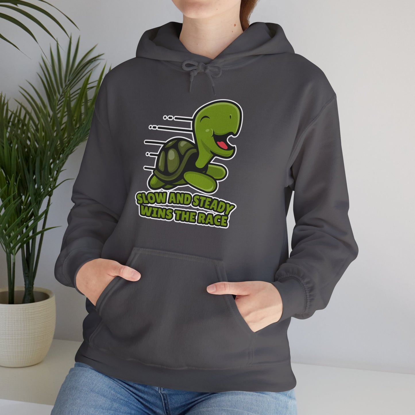 “Slow and Steady Wins the Race” Turtle Hoodie – Inspirational Animal Lover Gift, Cute Pet Parent, Motivational Turtle Apparel