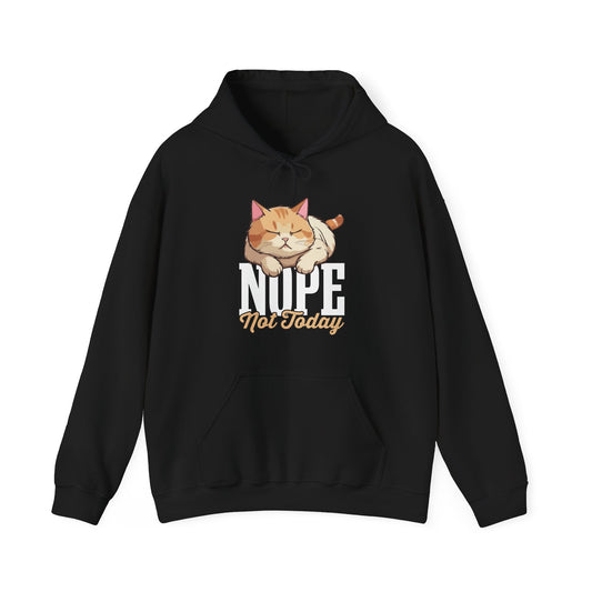 Funny Lazy Cat Hoodie – “Nope, Not Today” Quote Pullover for Cat Lovers, Introverts & Nap Queens