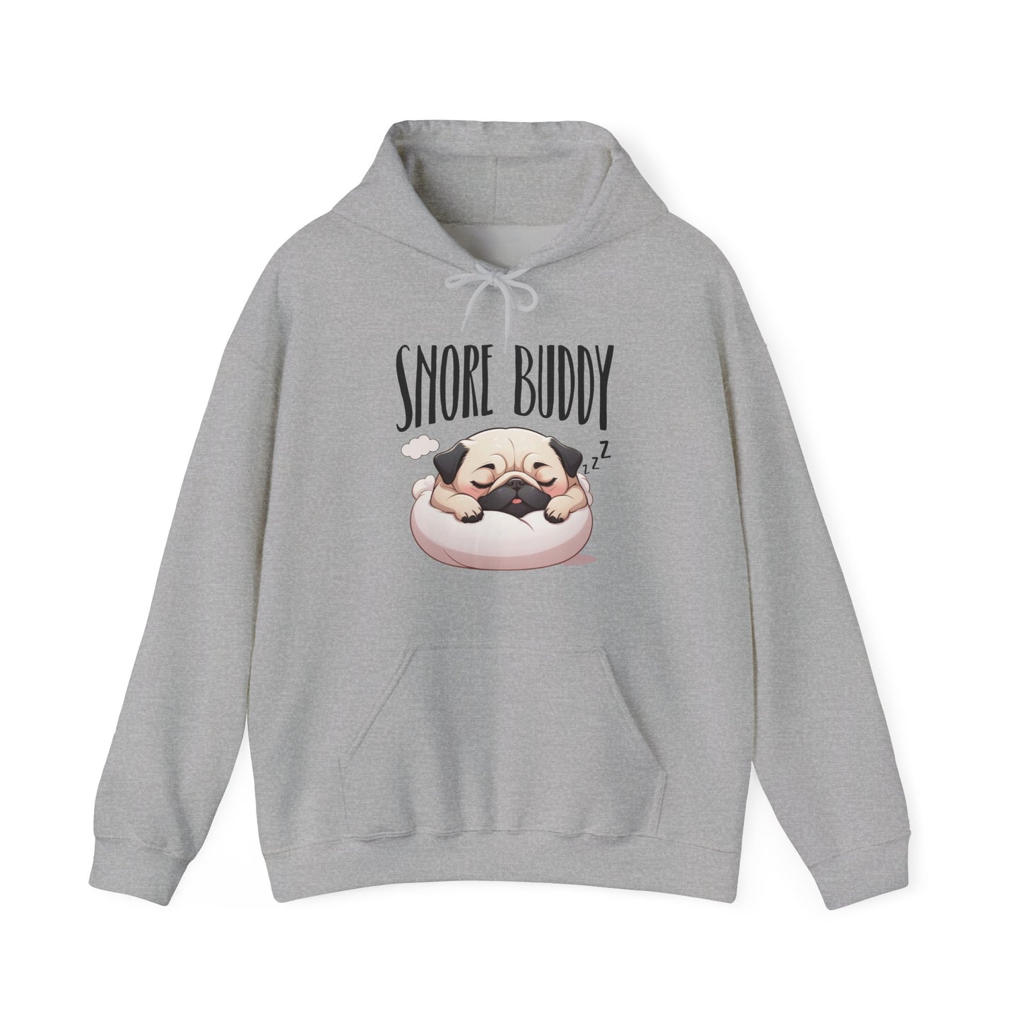 “Snore Buddy” Sleeping Pug Hoodie – Funny Dog Lover Gift, Cute Pet Parent Apparel, Cozy Pug Life Hoodie