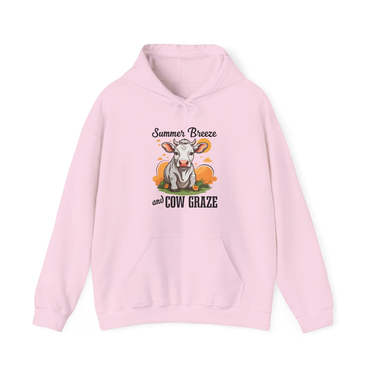 “Summer Breeze and Cow Graze” Hoodie – Farm Animal Lover Gift, Country Life Apparel, Cozy Cow Hoodie for Pet & Nature Lovers