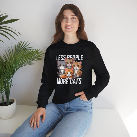 Less People More Cats Sweatshirt – Funny Cat Lover Gift for Introverts, Pet Parents & Anti-Social Cat Moms