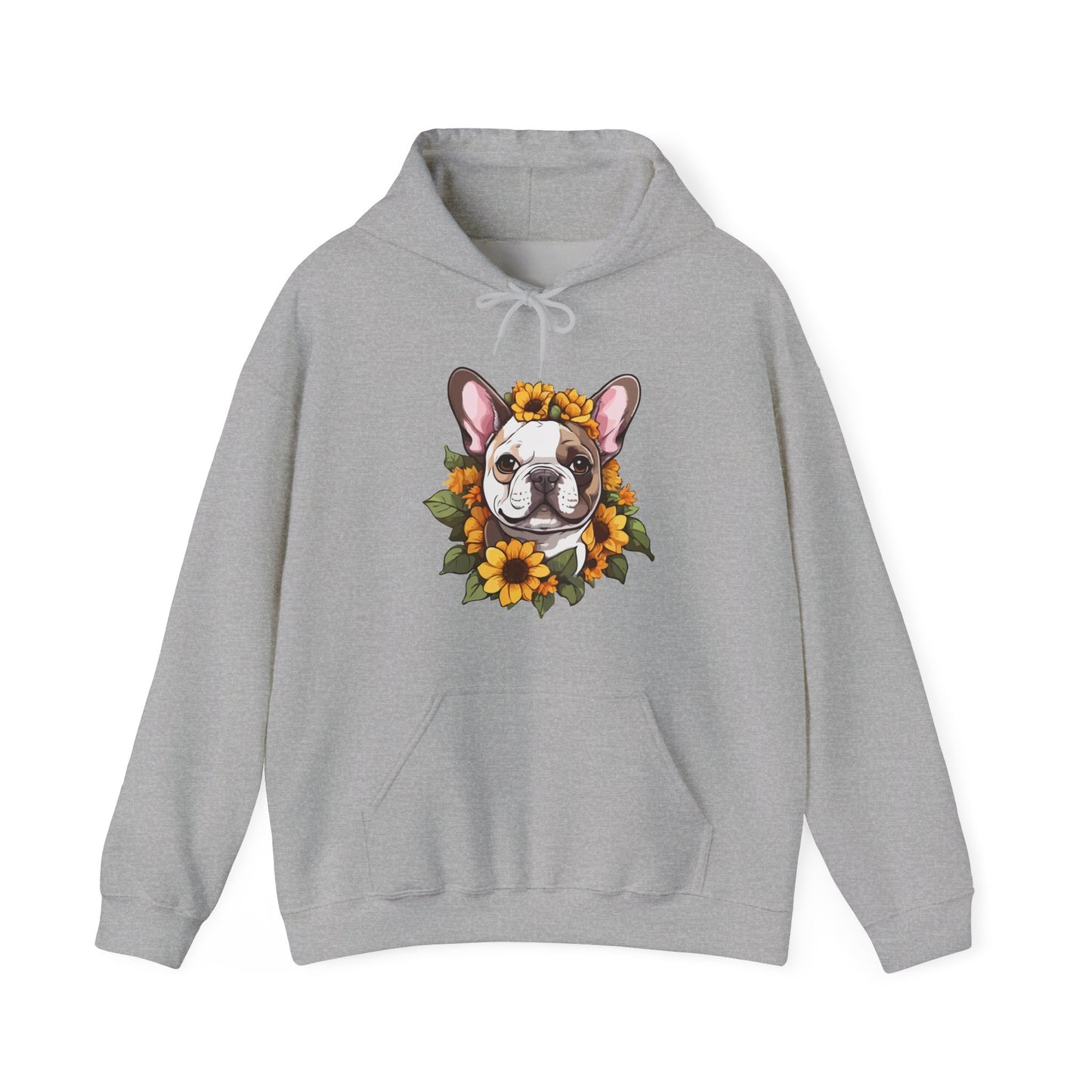 French Bulldog Sunflower Hoodie – Cute Bonjour Frenchie Pullover for Dog Lovers, Cozy Floral Gift for Pet Owners