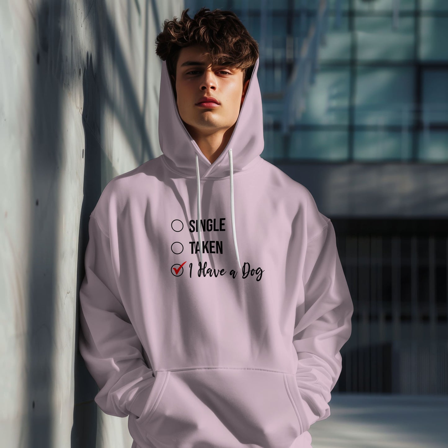 “Single, Taken, I Have a Dog” Funny Relationship Status Hoodie – Cute Unisex Pullover for Dog Lovers, Pet Parents & Animal Rescue Fans