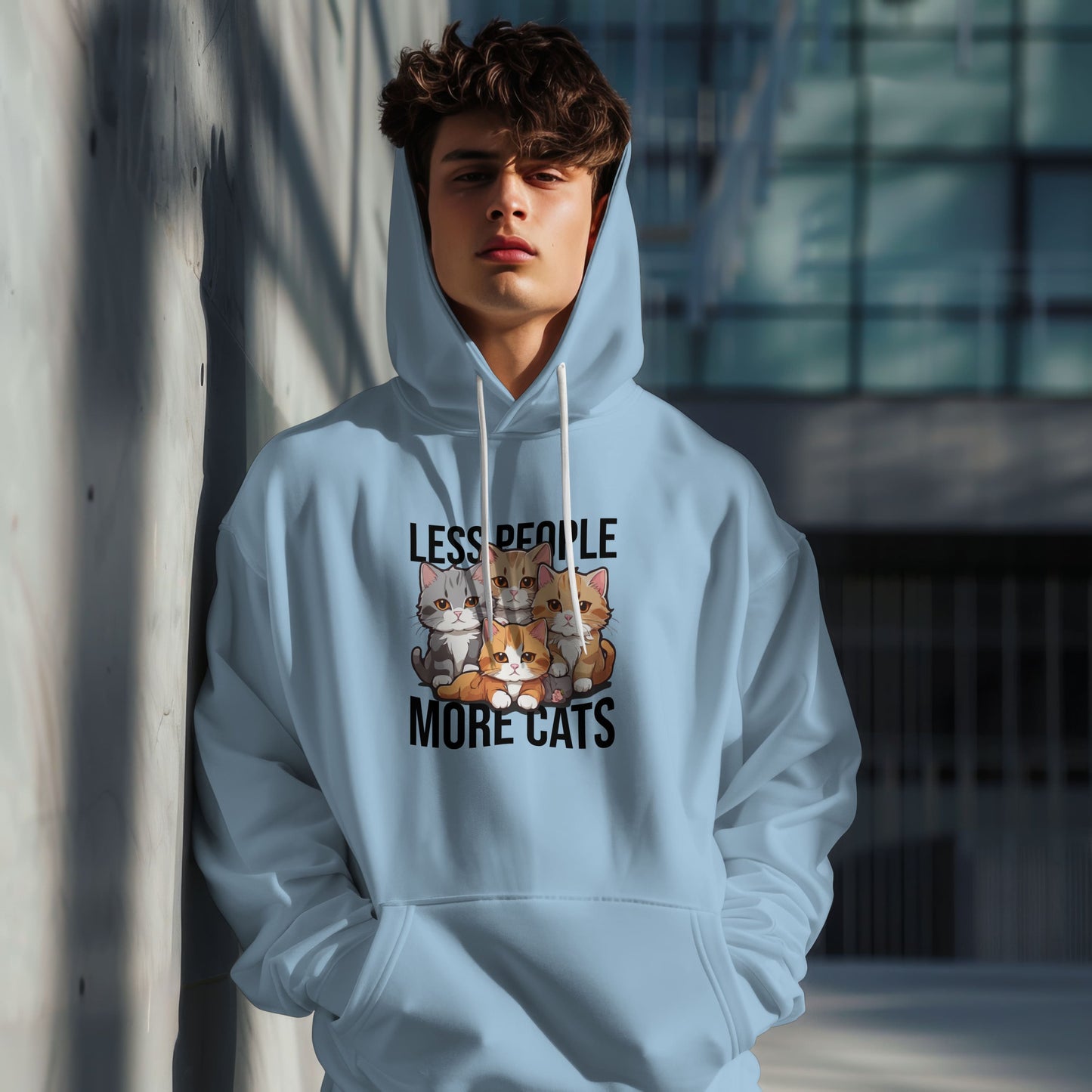 Less People More Cats Hoodie – Funny Cat Lover Gift for Introverts, Pet Parents & Anti-Social Cat Moms