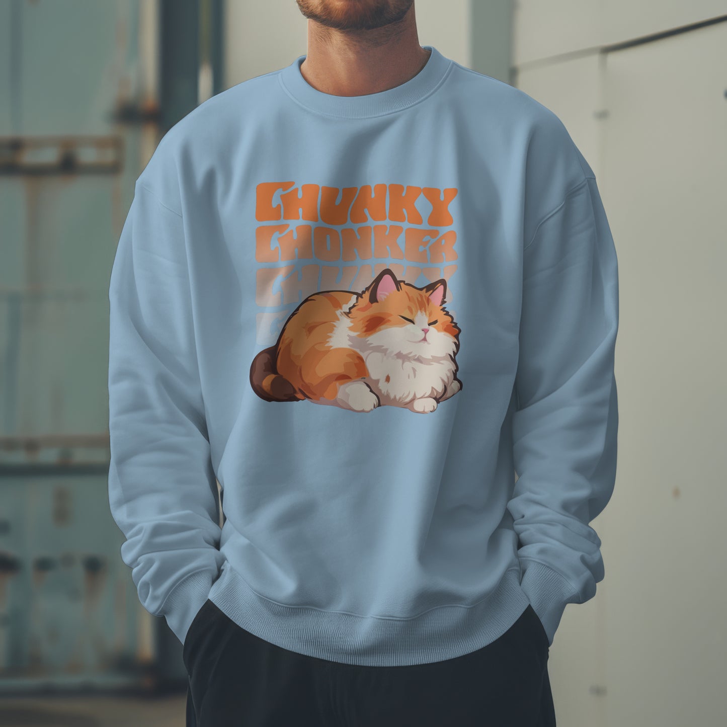 Chunky Chonker Fat Orange Tabby Cat Sweatshirt, Perfect for Pet Lovers and Furparents