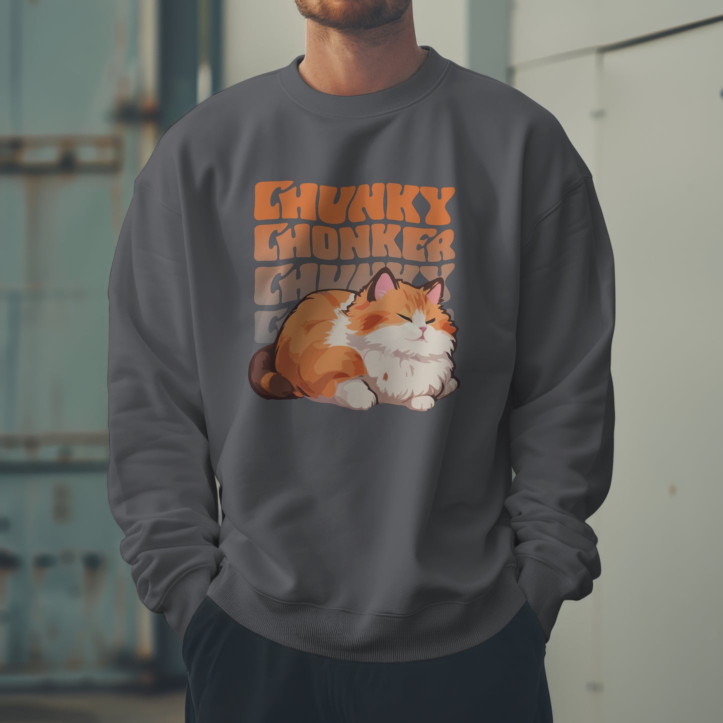 Chunky Chonker Fat Orange Tabby Cat Sweatshirt, Perfect for Pet Lovers and Furparents