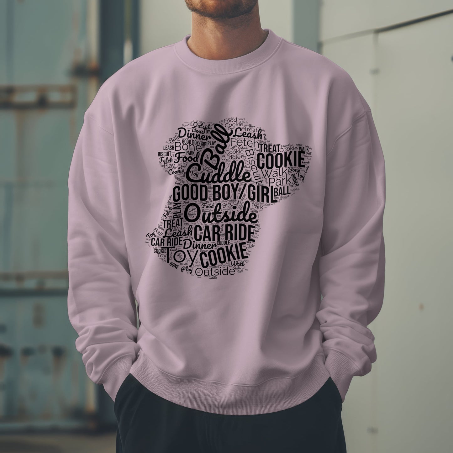 Dog Word Cloud Sweatshirt – Funny Pullover for Dog Lovers, Cozy Unisex Crewneck, Perfect Gift for Pet Owners